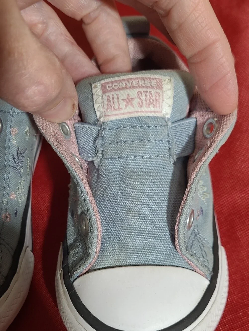 Girls Infant Converse All Stars Light Blue Floral Slip-On Canvas Sneakers
